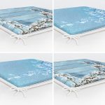 - RealHomes Fermuarlı Sandalye Minderi - Realhomes  4'lü Mavi Zeminde Dal ve Çiçek Tasarımlı Fermuarlı Sandalye Minderi Seti Realhomes