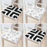 4'lü Mermer Motifli Fermuarlı Sandalye Minderi Seti Realhomes