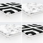 4'lü Mermer Motifli Fermuarlı Sandalye Minderi Seti Realhomes