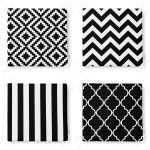 - RealHomes Fermuarlı Sandalye Minderi - Realhomes  4'lü Siyah Beyaz Geometrik Şekiller Fermuarlı Sandalye Minderi Seti Realhomes