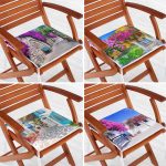 - RealHomes Fermuarlı Sandalye Minderi - Realhomes  4'lü Mor Sarmaşıklı Sokaklar Fermuarlı Sandalye Minderi Seti Realhomes