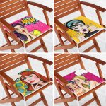 4'lü Pop-Art Fashion Girl Fermuarlı Sandalye Minderi Seti Realhomes