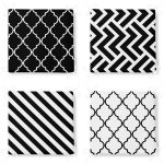 - RealHomes Fermuarlı Sandalye Minderi - Realhomes  4'lü Siyah Beyaz Geometrik Şekilli Fermuarlı Sandalye Minderi Seti Realhomes