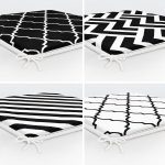 - RealHomes Fermuarlı Sandalye Minderi - Realhomes  4'lü Siyah Beyaz Geometrik Şekilli Fermuarlı Sandalye Minderi Seti Realhomes