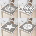 4'lü Gri Motifli Home Sweet Temalı Fermuarlı Sandalye Minderi Seti Realhomes