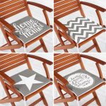 4'lü Gri Motifli Home Sweet Temalı Fermuarlı Sandalye Minderi Seti Realhomes