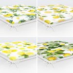 4'lü Limon Temalı Özel Tasarım Fermuarlı Sandalye Minderi Seti Realhomes