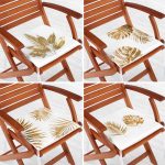 - RealHomes Fermuarlı Sandalye Minderi - Realhomes  4'lü Gold Tasarımlı Yaprak Motifli Fermuarlı Sandalye Minderi Seti Realhomes