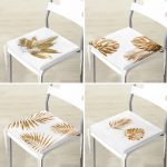 - RealHomes Fermuarlı Sandalye Minderi - Realhomes  4'lü Gold Tasarımlı Yaprak Motifli Fermuarlı Sandalye Minderi Seti Realhomes