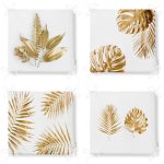 - RealHomes Fermuarlı Sandalye Minderi - Realhomes  4'lü Gold Tasarımlı Yaprak Motifli Fermuarlı Sandalye Minderi Seti Realhomes