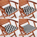 4'lü Siyah Beyaz Geometrik Çizimli Fermuarlı Sandalye Minderi Seti Realhomes