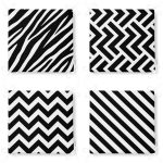 4'lü Siyah Beyaz Geometrik Çizimli Fermuarlı Sandalye Minderi Seti Realhomes