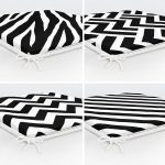 4'lü Siyah Beyaz Geometrik Çizimli Fermuarlı Sandalye Minderi Seti Realhomes