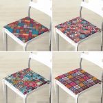 4'lü Renkli Etnik Kareli Tasarım Fermuarlı Sandalye Minderi Seti Realhomes