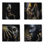 - RealHomes Fermuarlı Sandalye Minderi - Realhomes 4'lü Gold Detaylı Siyahi Kadınlar Fermuarlı Sandalye Minderi Seti Realhomes