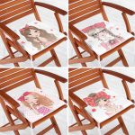 - RealHomes Fermuarlı Sandalye Minderi - Realhomes  4'lü Sevimli Kız Portreli Özel Tasarım Fermuarlı Sandalye Minderi Seti Realhomes