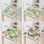 4'lü Yeşil Summer Temalı Flamingo Motifli Fermuarlı Sandalye Minderi Seti Realhomes