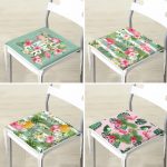 4'lü Yeşil Summer Temalı Flamingo Motifli Fermuarlı Sandalye Minderi Seti Realhomes