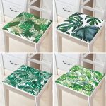 - RealHomes Fermuarlı Sandalye Minderi - Realhomes  4'lü Yeşil Tropik Yapraklar Dijital Baskılı Fermuarlı Sandalye Minderi Seti Realhomes