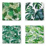 - RealHomes Fermuarlı Sandalye Minderi - Realhomes  4'lü Yeşil Tropik Yapraklar Dijital Baskılı Fermuarlı Sandalye Minderi Seti Realhomes