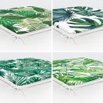 - RealHomes Fermuarlı Sandalye Minderi - Realhomes  4'lü Yeşil Tropik Yapraklar Dijital Baskılı Fermuarlı Sandalye Minderi Seti Realhomes