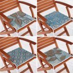 4'lü Mavi Kahve Kabartma Tasarımlı Dijital Baskılı Fermuarlı Sandalye Minderi Seti Realhomes