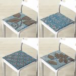 4'lü Mavi Kahve Kabartma Tasarımlı Dijital Baskılı Fermuarlı Sandalye Minderi Seti Realhomes