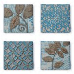 4'lü Mavi Kahve Kabartma Tasarımlı Dijital Baskılı Fermuarlı Sandalye Minderi Seti Realhomes