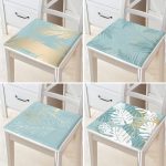 4'lü Yeşil Zemin Tropik Yaprak Motifli Fermuarlı Sandalye Minderi Seti Realhomes