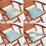 4'lü Yeşil Zemin Tropik Yaprak Motifli Fermuarlı Sandalye Minderi Seti Realhomes