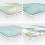 4'lü Yeşil Zemin Tropik Yaprak Motifli Fermuarlı Sandalye Minderi Seti Realhomes