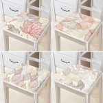 - RealHomes Fermuarlı Sandalye Minderi - Realhomes  4'lü Renkli Zemin Üzerinde Yaprak Desenli Modern Fermuarlı Sandalye Minderi Seti Realhomes