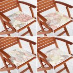 - RealHomes Fermuarlı Sandalye Minderi - Realhomes  4'lü Renkli Zemin Üzerinde Yaprak Desenli Modern Fermuarlı Sandalye Minderi Seti Realhomes