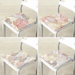 - RealHomes Fermuarlı Sandalye Minderi - Realhomes  4'lü Renkli Zemin Üzerinde Yaprak Desenli Modern Fermuarlı Sandalye Minderi Seti Realhomes