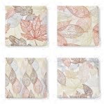 - RealHomes Fermuarlı Sandalye Minderi - Realhomes  4'lü Renkli Zemin Üzerinde Yaprak Desenli Modern Fermuarlı Sandalye Minderi Seti Realhomes