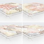 - RealHomes Fermuarlı Sandalye Minderi - Realhomes  4'lü Renkli Zemin Üzerinde Yaprak Desenli Modern Fermuarlı Sandalye Minderi Seti Realhomes