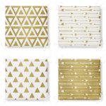 4'lü Renkli Zemin Üzerinde Gold Detaylı Geometrik Desenli Modern Fermuarlı Sandalye Minderi Seti Realhomes