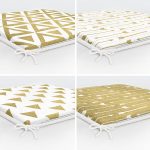 4'lü Renkli Zemin Üzerinde Gold Detaylı Geometrik Desenli Modern Fermuarlı Sandalye Minderi Seti Realhomes