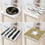 - RealHomes Fermuarlı Sandalye Minderi - Realhomes  4'lü Beyaz Zemin Üzerinde Gold Detaylı Modern Fermuarlı Sandalye Minderi Seti Realhomes