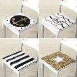 - RealHomes Fermuarlı Sandalye Minderi - Realhomes  4'lü Beyaz Zemin Üzerinde Gold Detaylı Modern Fermuarlı Sandalye Minderi Seti Realhomes