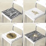 - RealHomes Fermuarlı Sandalye Minderi - Realhomes  4'lü Renkli Zemin Üzerinde Gold Detaylı Yazılı Modern Fermuarlı Sandalye Minderi Seti Realhomes