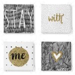 - RealHomes Fermuarlı Sandalye Minderi - Realhomes  4'lü Renkli Zemin Üzerinde Gold Detaylı Yazılı Modern Fermuarlı Sandalye Minderi Seti Realhomes