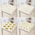 - RealHomes Fermuarlı Sandalye Minderi - Realhomes 4'lü Beyaz Zemin Üzerinde Gold Detaylı Modern Fermuarlı Sandalye Minderi Seti Realhomes