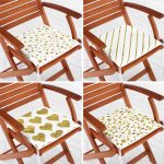 - RealHomes Fermuarlı Sandalye Minderi - Realhomes 4'lü Beyaz Zemin Üzerinde Gold Detaylı Modern Fermuarlı Sandalye Minderi Seti Realhomes