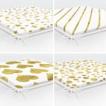 - RealHomes Fermuarlı Sandalye Minderi - Realhomes 4'lü Beyaz Zemin Üzerinde Gold Detaylı Modern Fermuarlı Sandalye Minderi Seti Realhomes