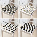 - RealHomes Fermuarlı Sandalye Minderi - Realhomes  4'lü Beyaz Zemin Üzerinde Gold Detaylı Yaprak Desenli Modern Fermuarlı Sandalye Minderi Seti Realhomes