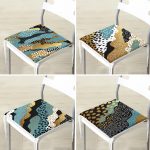 - RealHomes Fermuarlı Sandalye Minderi - Realhomes  4'lü Renkli Zemin Üzerinde Gold Detaylı Soyut Çizimli Modern Fermuarlı Sandalye Minderi Seti Realhomes