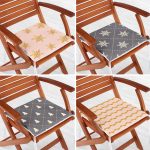 4'lü Renkli Zemin Üzerinde Gold Detaylı Yılbaşı Desenli Modern Fermuarlı Sandalye Minderi Seti Realhomes