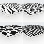 - RealHomes Fermuarlı Sandalye Minderi - Realhomes  4'lü Beyaz Zemin Üzerinde Zebra Desenli Modern Fermuarlı Sandalye Minderi Seti Realhomes