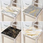 4'lü Renkli Zemin Üzerinde Gold Detaylı Soyut Çizimli Modern Fermuarlı Sandalye Minderi Seti Realhomes